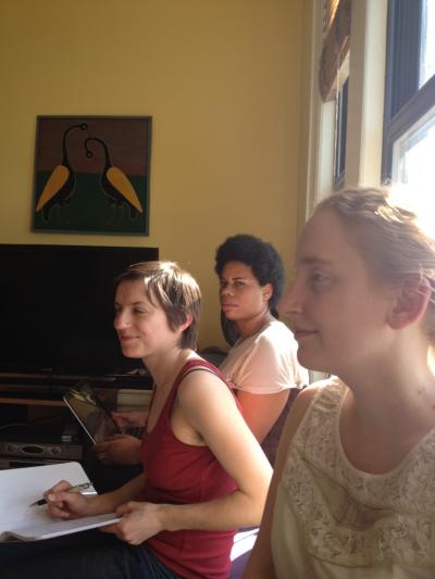 Lauren, Annie, and Zara at a retreat at Evan's house where we sifted through all our projects and made decisions about next steps. 2013